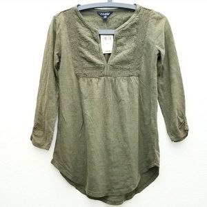 Lucky Brand olive green peasant top XS